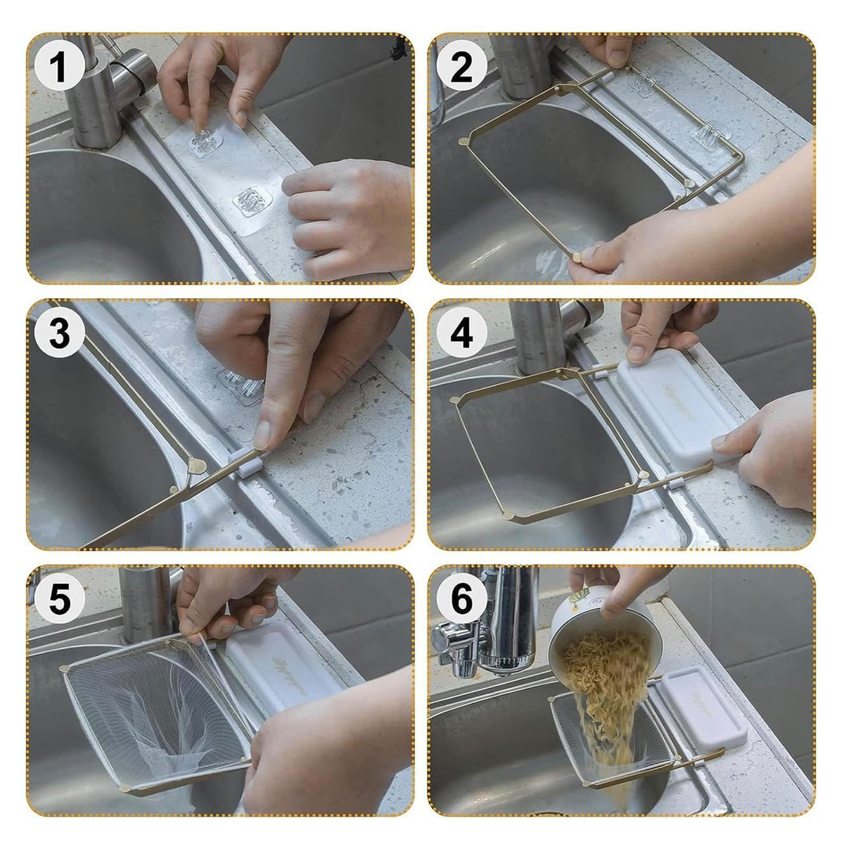 Foldable Sink Food Catcher with 50 Disposable Mesh Bags TECHNOLOGIA