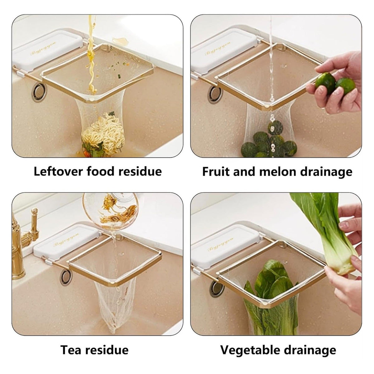 Foldable Sink Food Catcher with 50 Disposable Mesh Bags TECHNOLOGIA