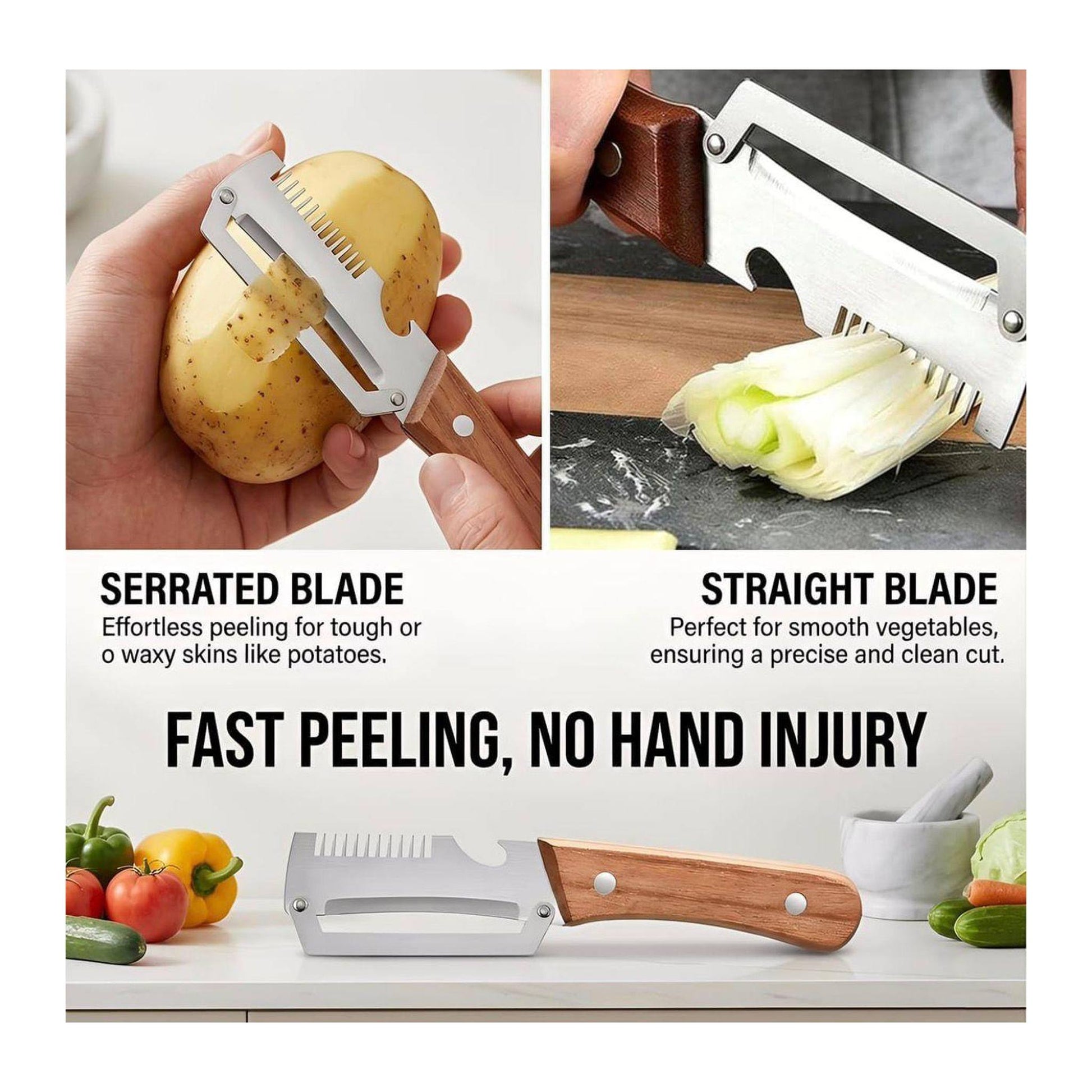 Stainless Steel Multi-function Vegetable Cutter and Peeling Knife TECHNOLOGIA